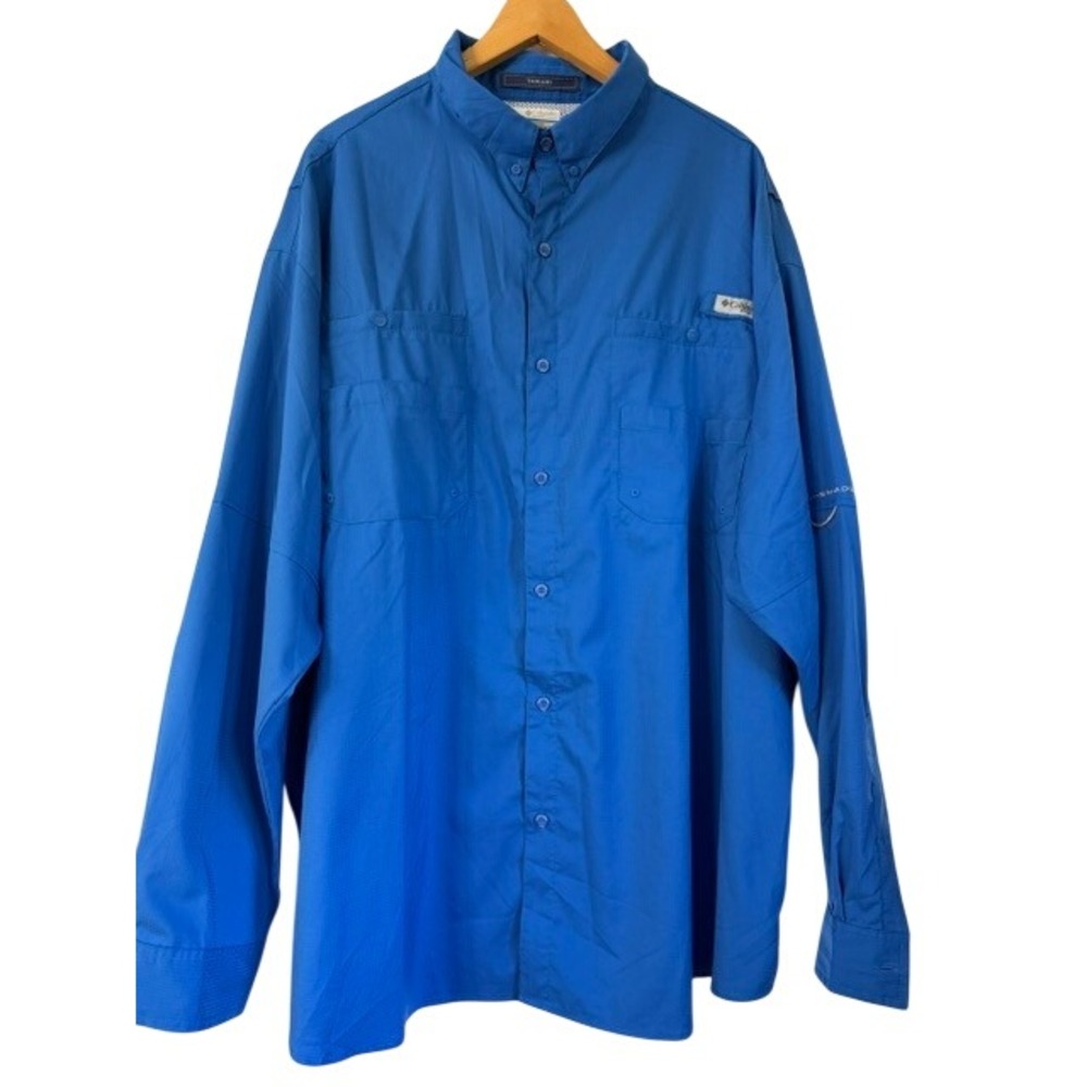 Columbia PFG Tamiami II Blue Long Sleeve Fishing Shirt Mens 3X UPF 40 Vented